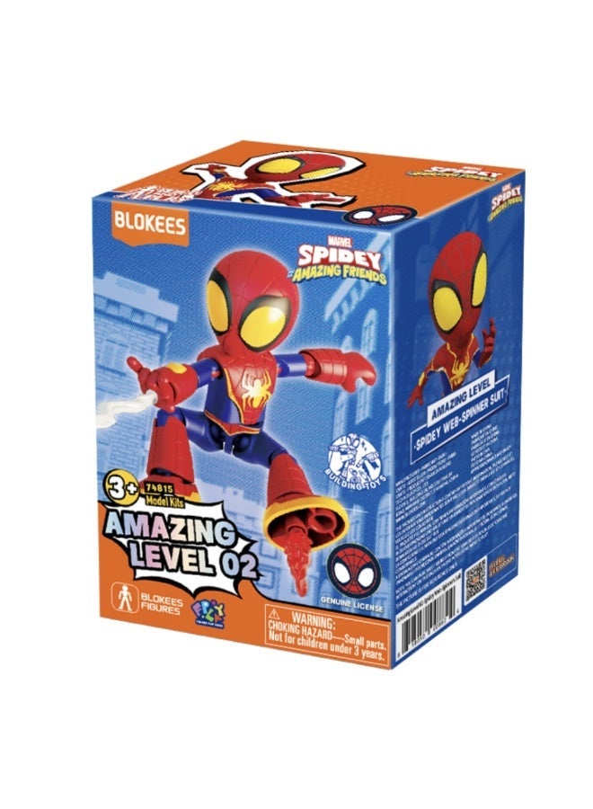 BLOKEES Spidey Web-Spinner Suit Building Kit | Marvel’s Spidey and His Amazing Friends Collectible Action Figure | STEM Construction Toy for Kids & Fans | Poseable Model for Play & Display - Image 4